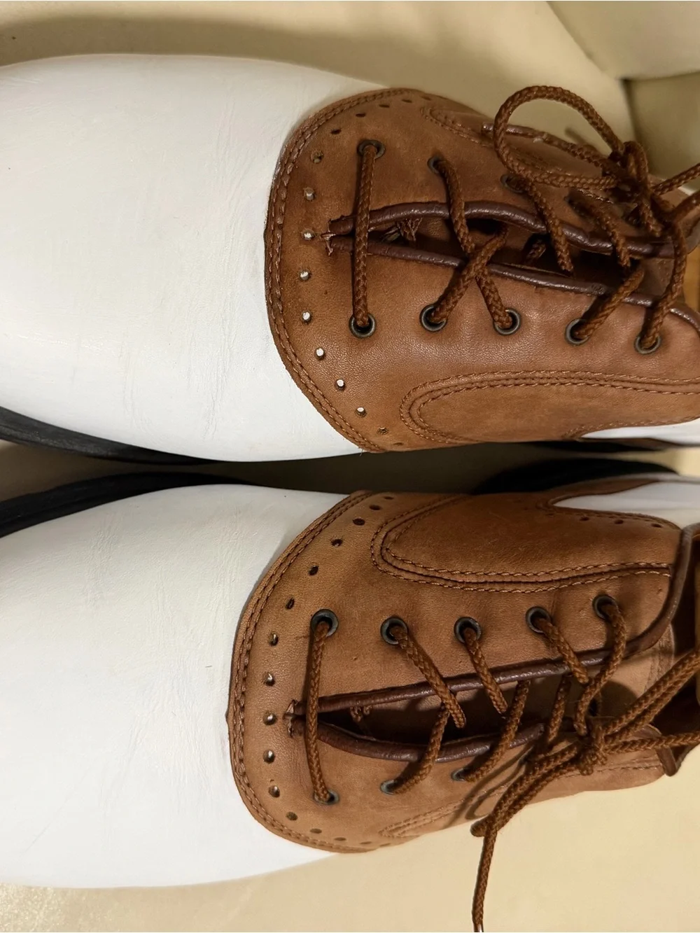 Nike White and Brown Wingtip Golf Oxfords